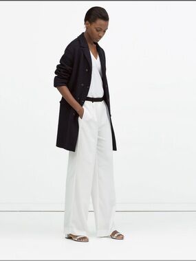 Zara Double-Breasted peacoat Coat - Black